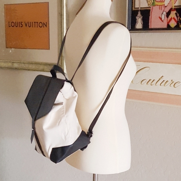 Deux Lux - Cream & Black Demi Canva & Leather Backpack - Picture 3 of 5